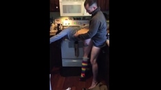 Girl Cumming On Husbands Friends Dick In The Kitchen
