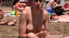Amazing Woman Topless Beach Voyeur Public Nudes