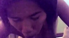 indonesian chick giving blowjob