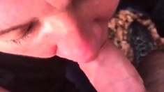 Shameless granny blowjob and cum on face