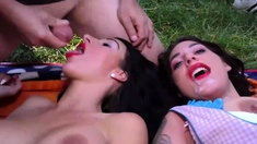 Real Outdoor Orgy With Hot Step Sisters