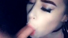 Brunette blowjob babe tit fucking a cock