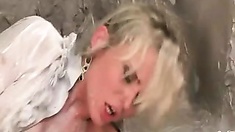Blonde girl mud fucked