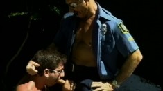Horny gay cops give each other a beating with their meaty batons