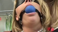 Two horny and kinky blonde sluts get fucked by a big hard cock