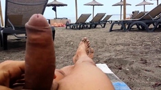 masturbation beach in front milf with big boobs (no cum)